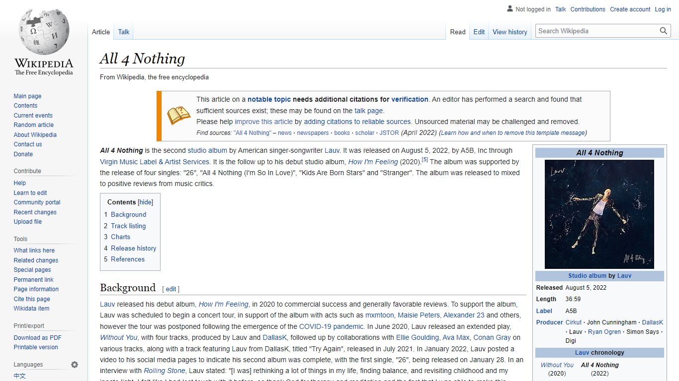 All 4 Nothing - Wikipedia